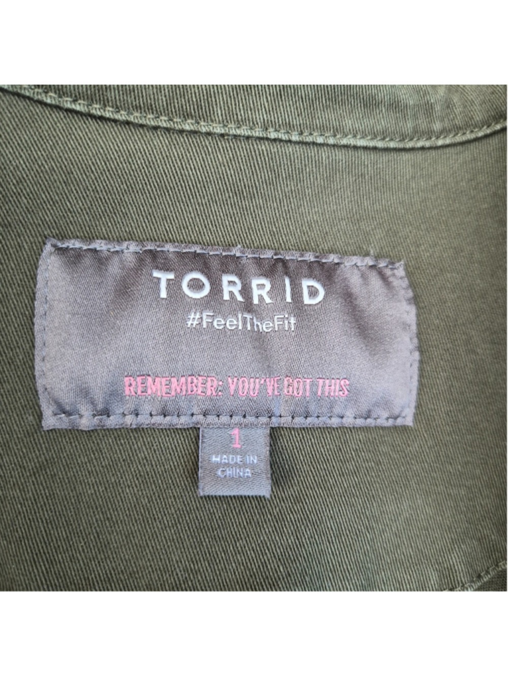 Torrid Womens Size 1 Olive Green Military Utility Jacket Peplum Hem Stretch - Picture 4 of 9